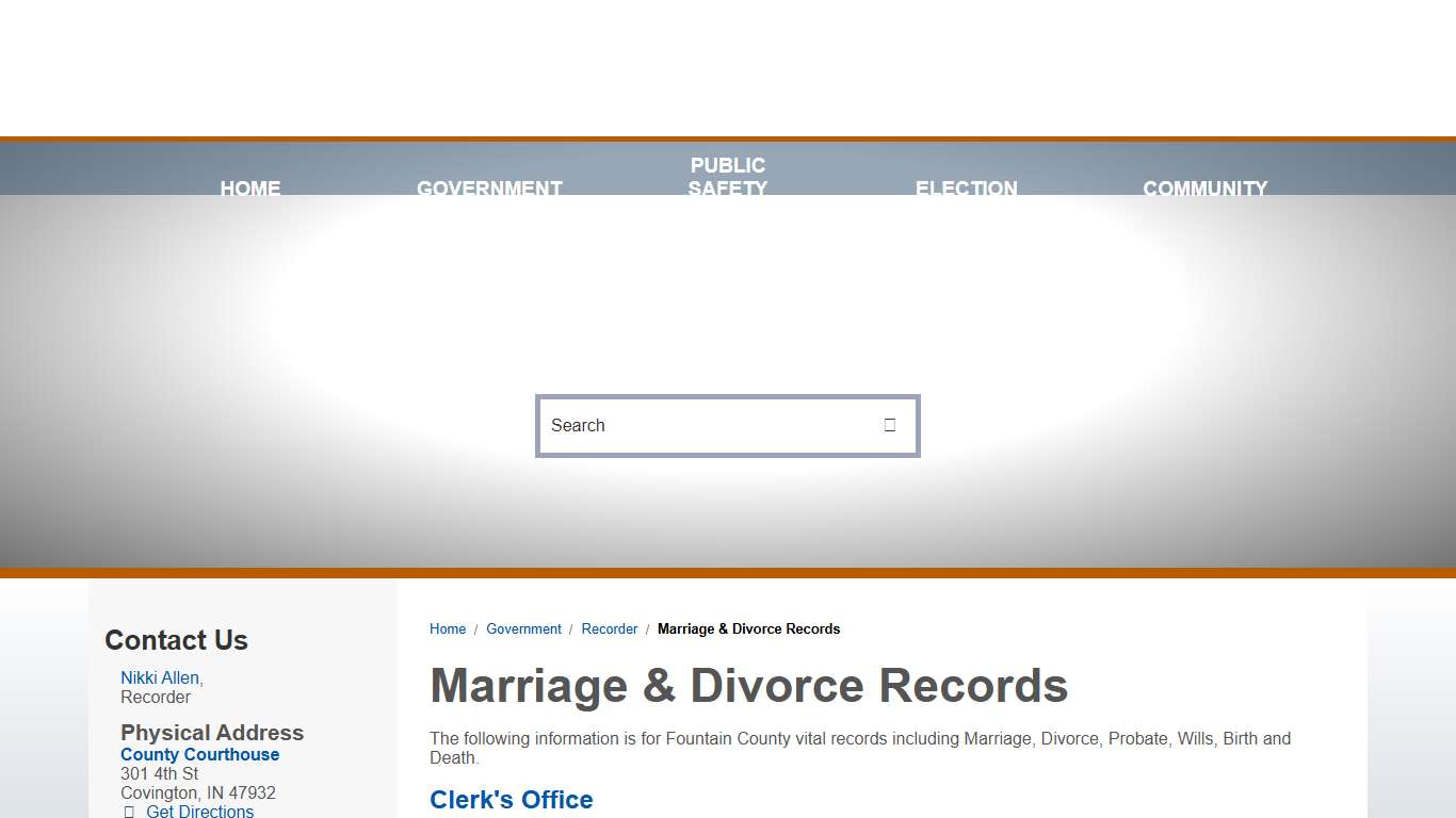 Marriage & Divorce Records / Fountain County, Indiana